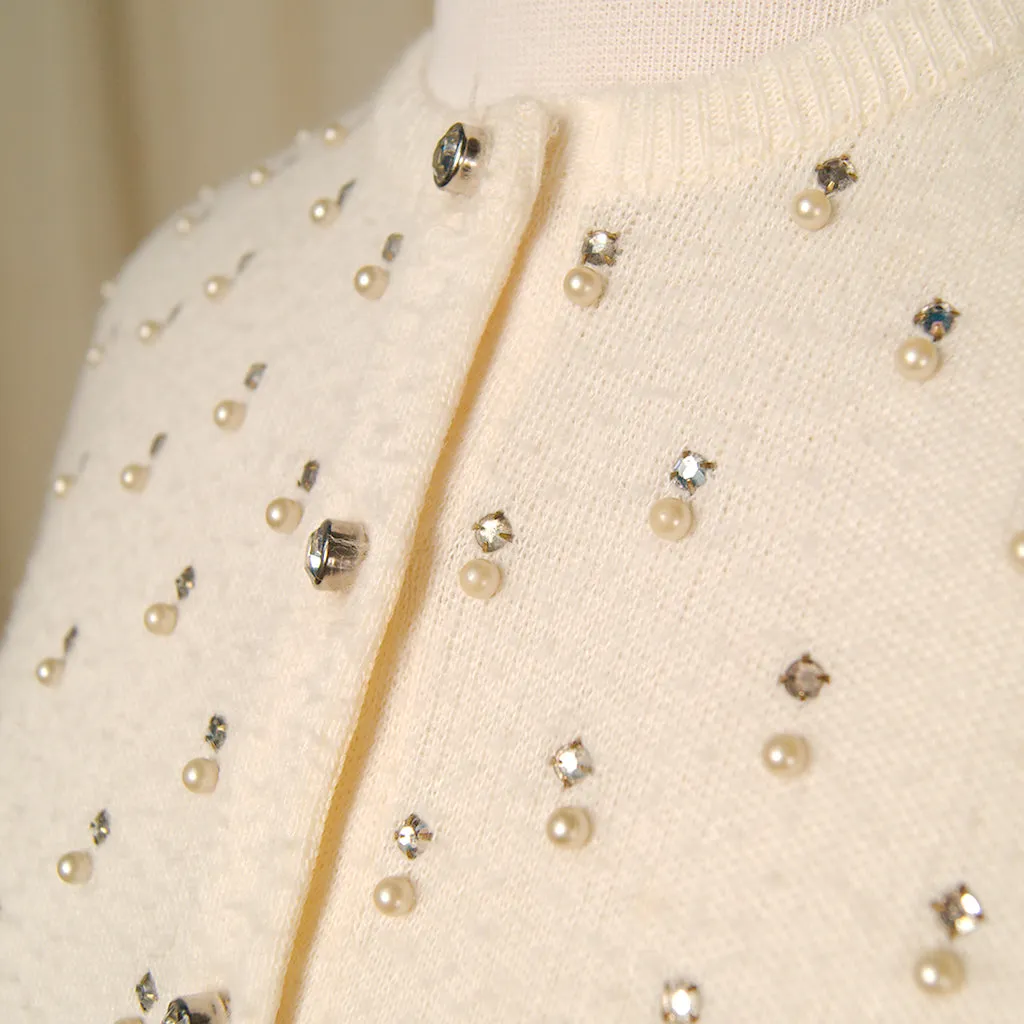 1950s Off White Pearl Cardigan