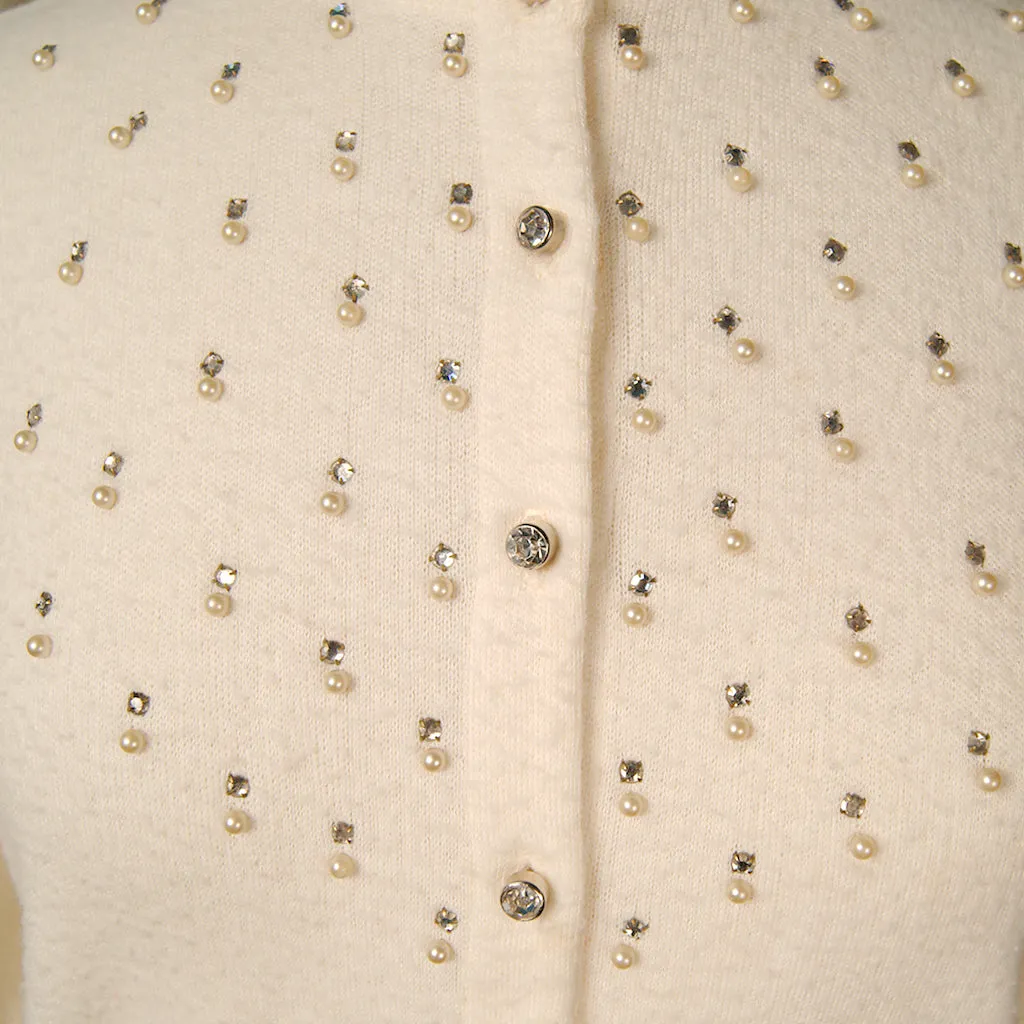 1950s Off White Pearl Cardigan