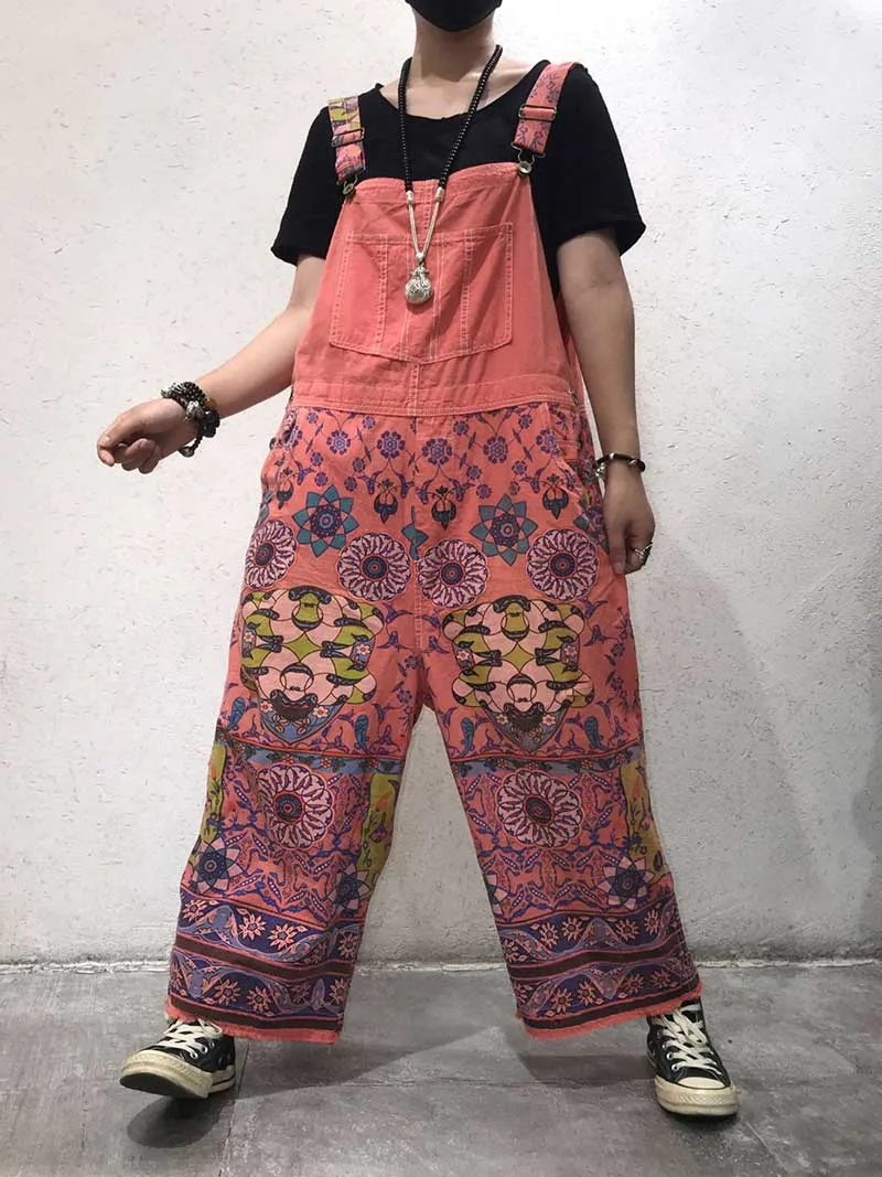 A Hundred Days Ethnic Print Cotton Overall Dungarees