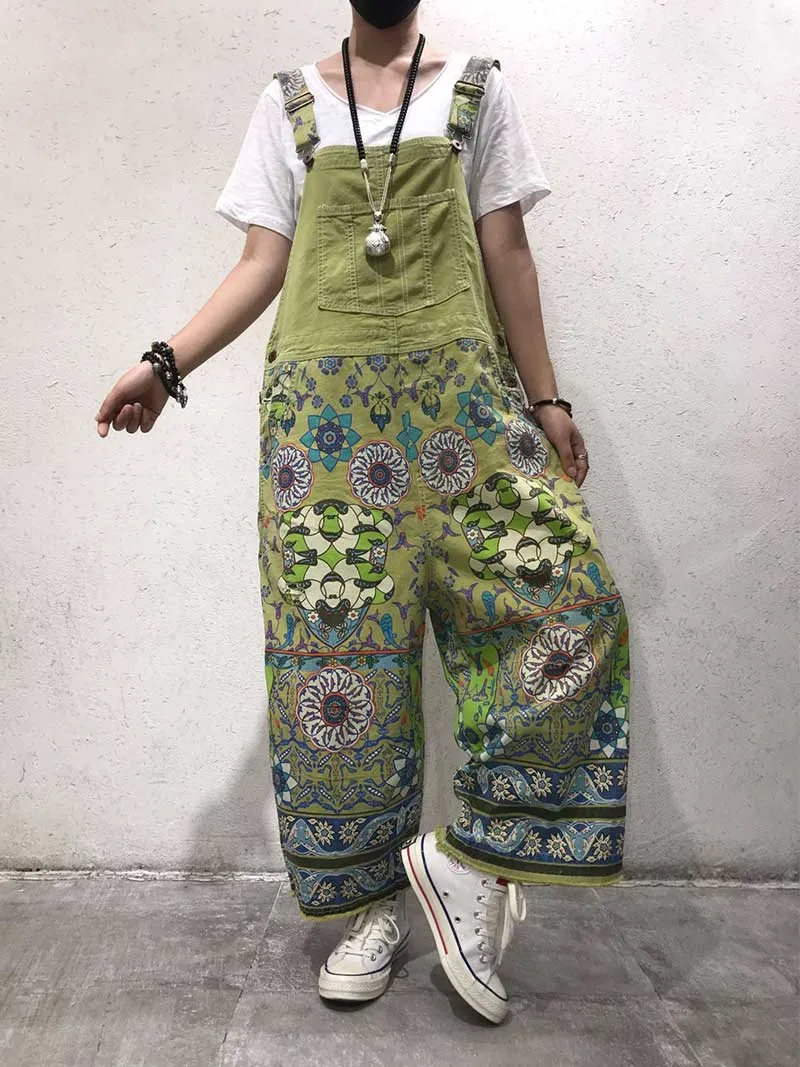 A Hundred Days Ethnic Print Cotton Overall Dungarees