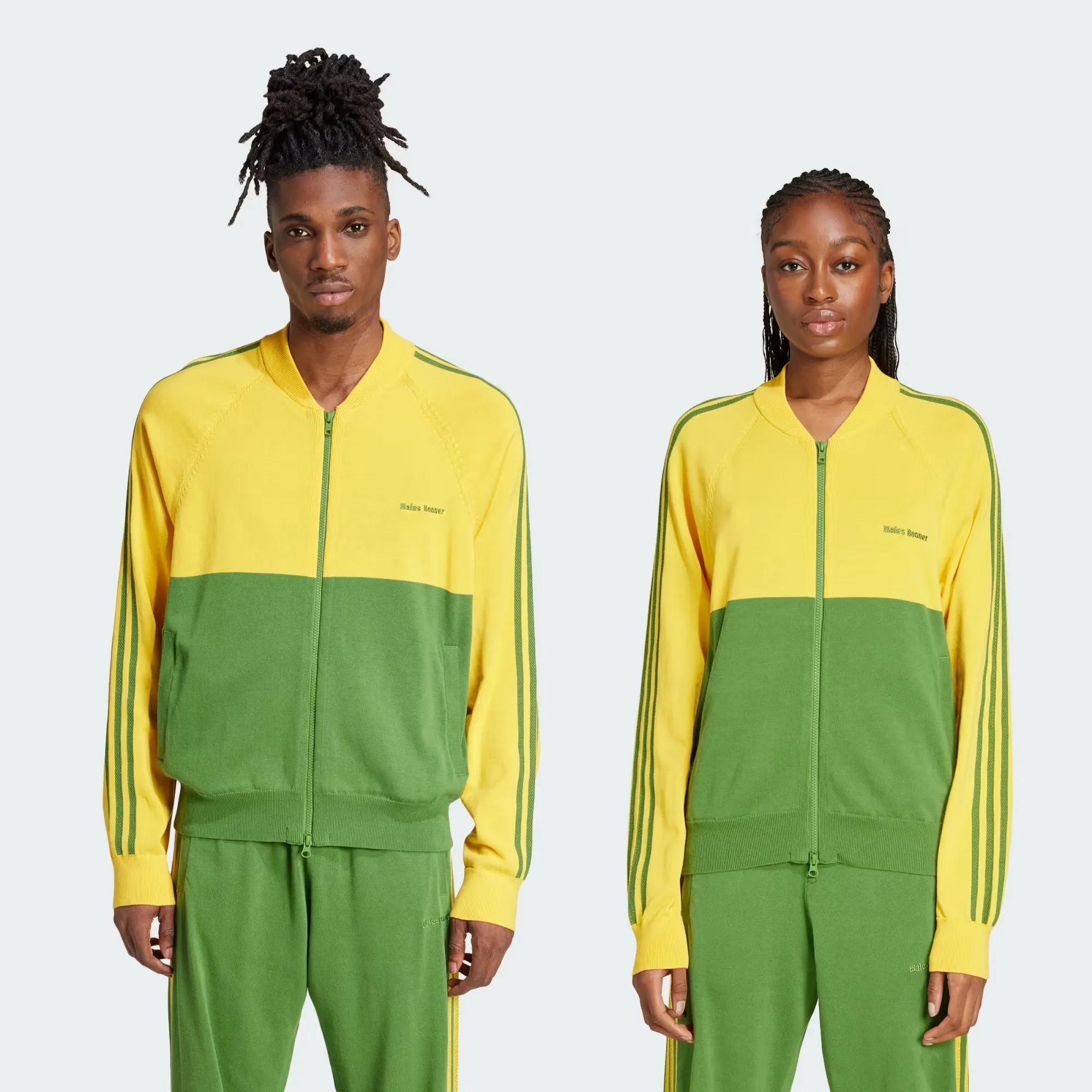 adidas x  Wales Bonner New Knit Track Jacket - Bold Gold / Crew Green