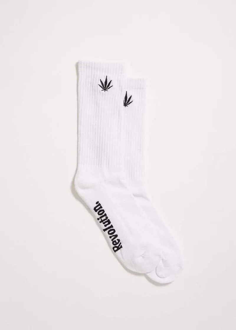 Afends HAPPY HEMP- SOCKS ONE PACK - WHITE