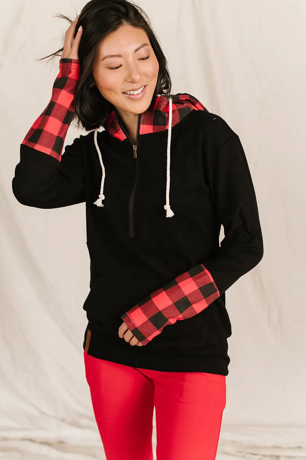 Ampersand Avenue - Halfzip Hoodie Checks Out Red