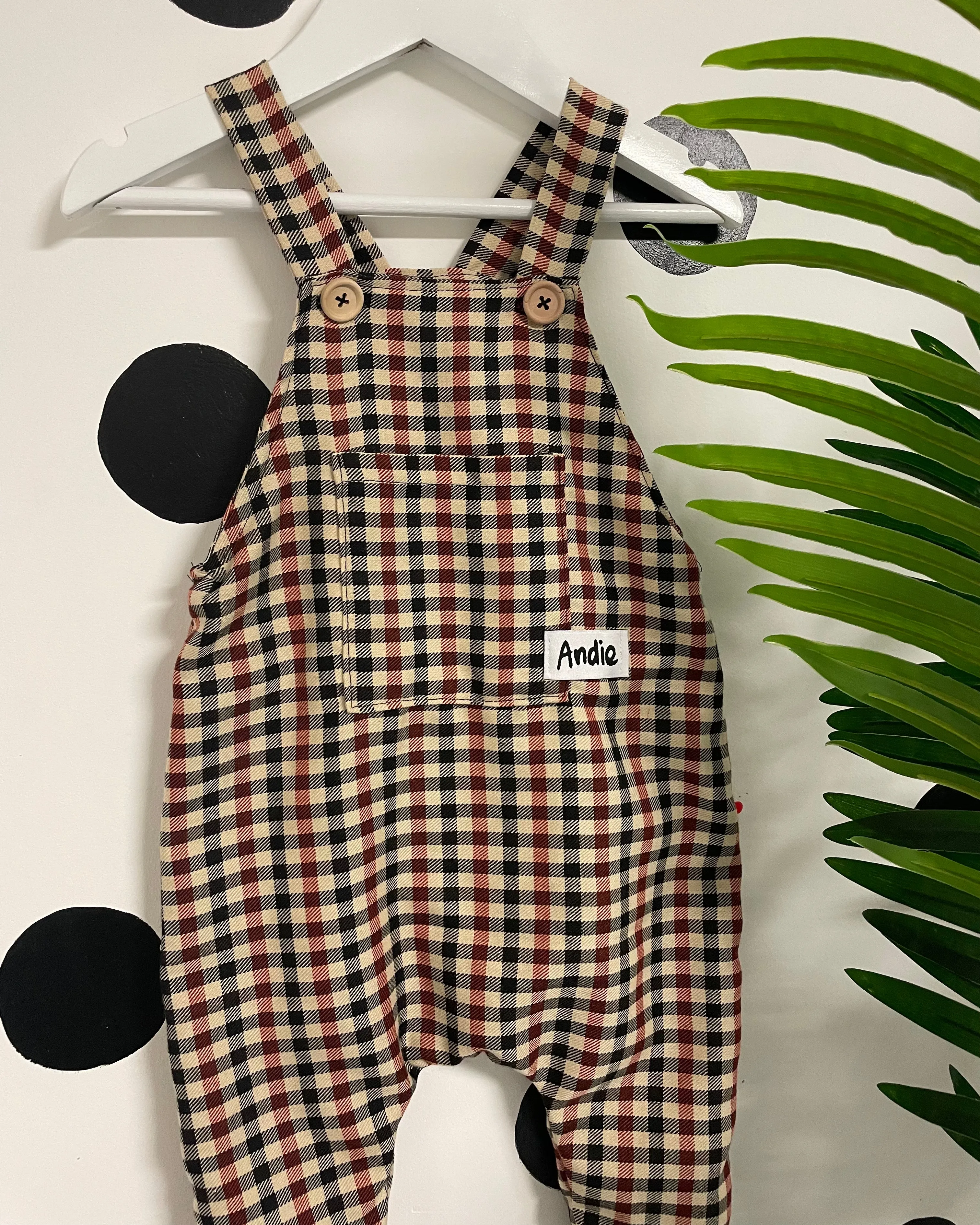 Beige Tartan Dungarees (3mnths -14yrs)