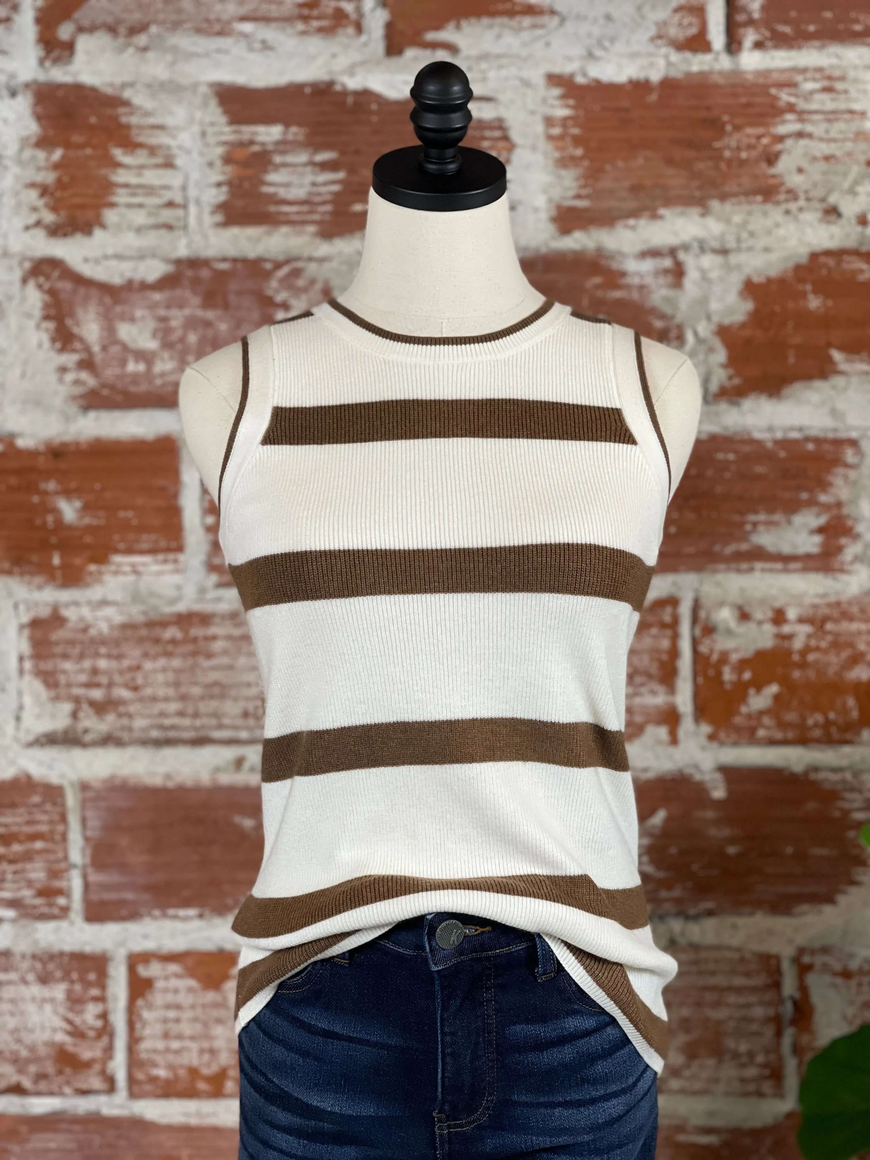 Best Days Sweater Tank in Chocolate and Ivory