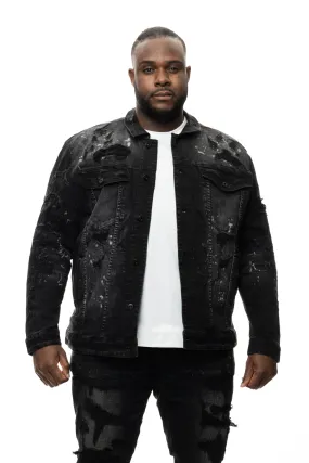 Big and Tall Overspray Utility Jean Jacket - Dusty Black