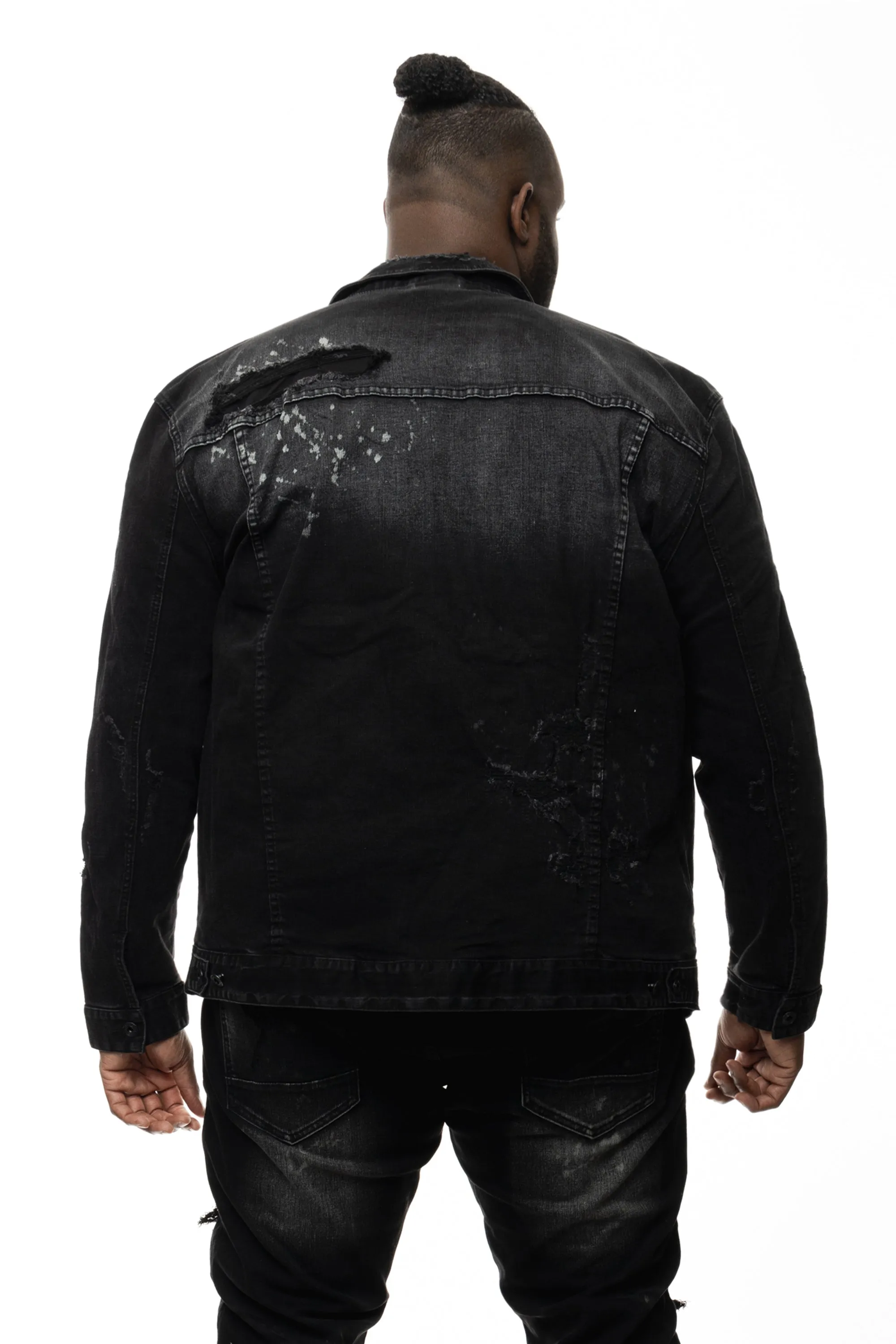 Big and Tall Overspray Utility Jean Jacket - Dusty Black