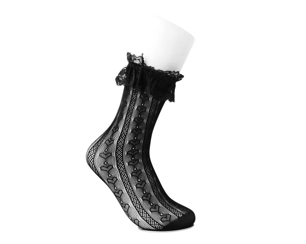 Black Lace Crew Sock