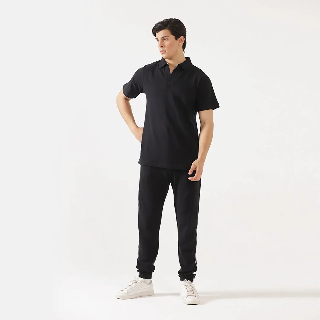 Black Mens Polo Co-ord Set