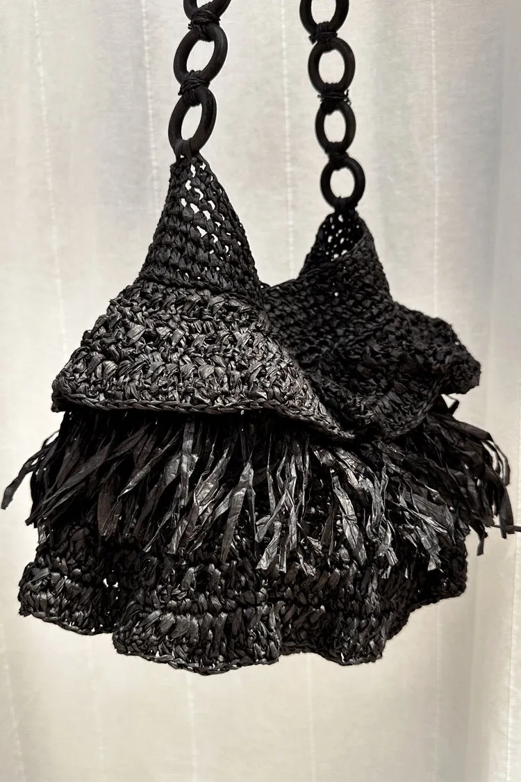 Black Raffia Bag