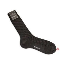 Bresciani Cashmere Silk Mix Short Sock: Charcoal