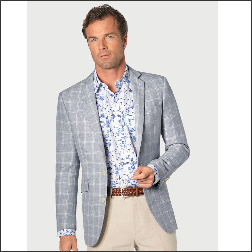 Brook Taverner Silver Blue Check Jacket<><>