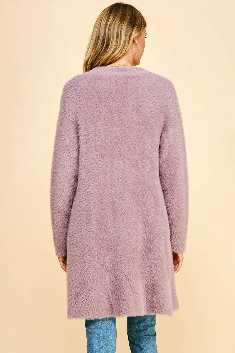 Brushed Open Cardigan in Dusty Mauve