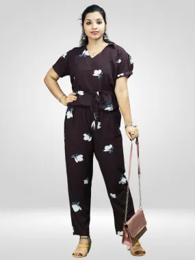 Casual Coffee Printed Co-ord Set for Women's in Comfortable Rayon