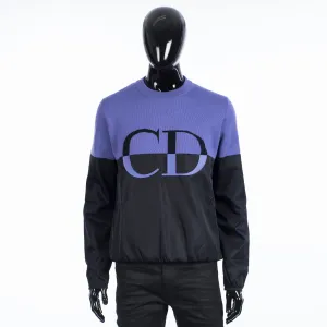 CD' Sweater In Purple Punto Milano Wool & Black Technical Fabric