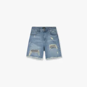 CROYEZ CH1 DISTRESSED DENIM SHORT - LIGHT BLUE/ANTRA