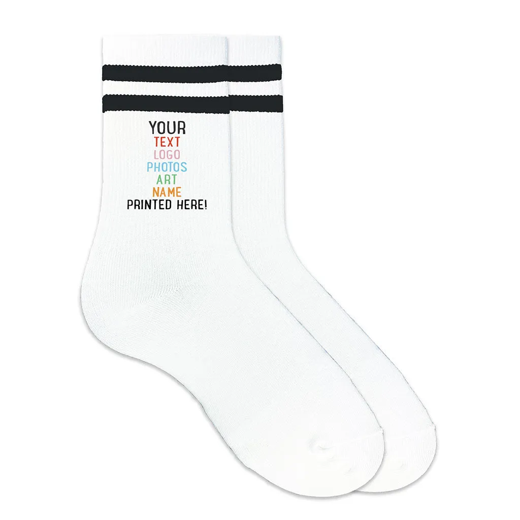 Custom Design Striped Crew Socks - Medium