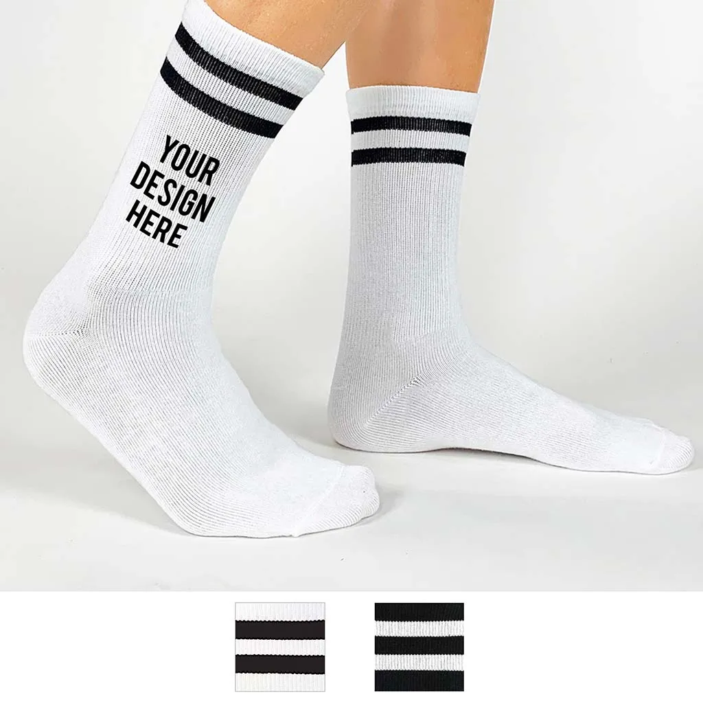 Custom Design Striped Crew Socks - Medium