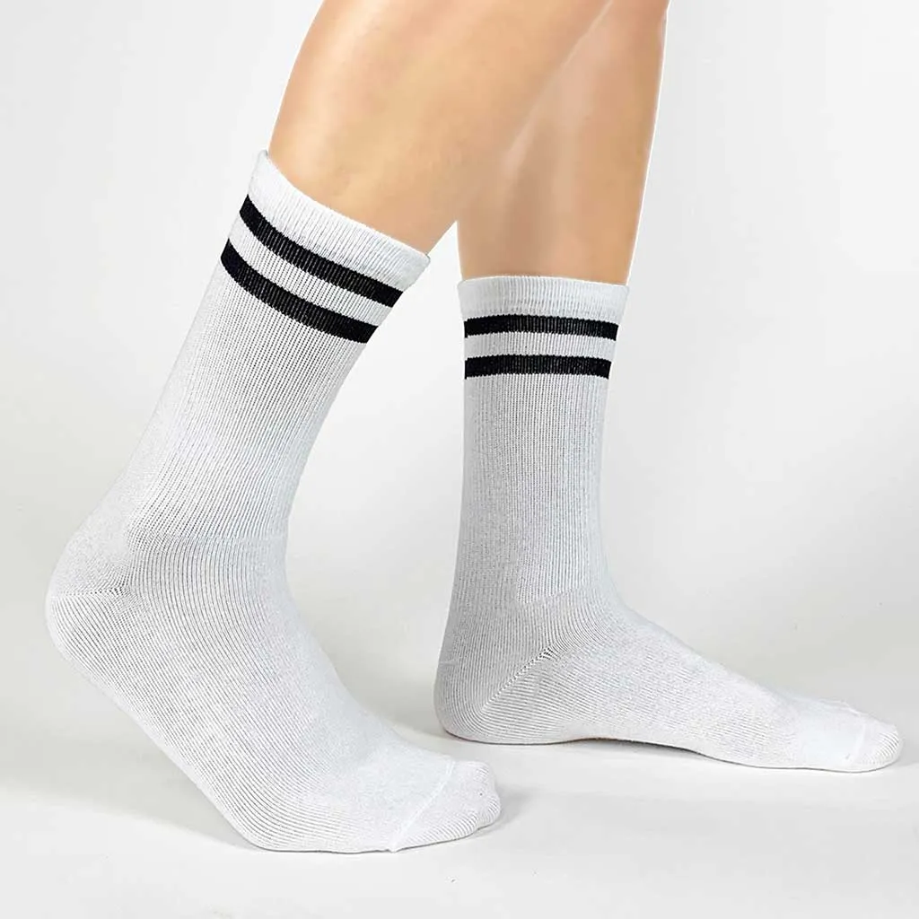 Custom Design Striped Crew Socks - Medium