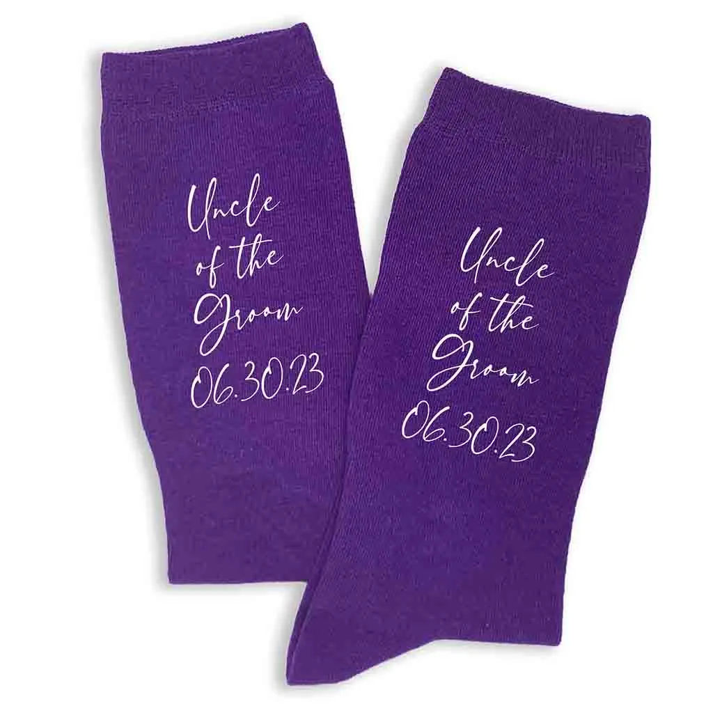 Custom Printed Wedding Socks with Script Writing Design