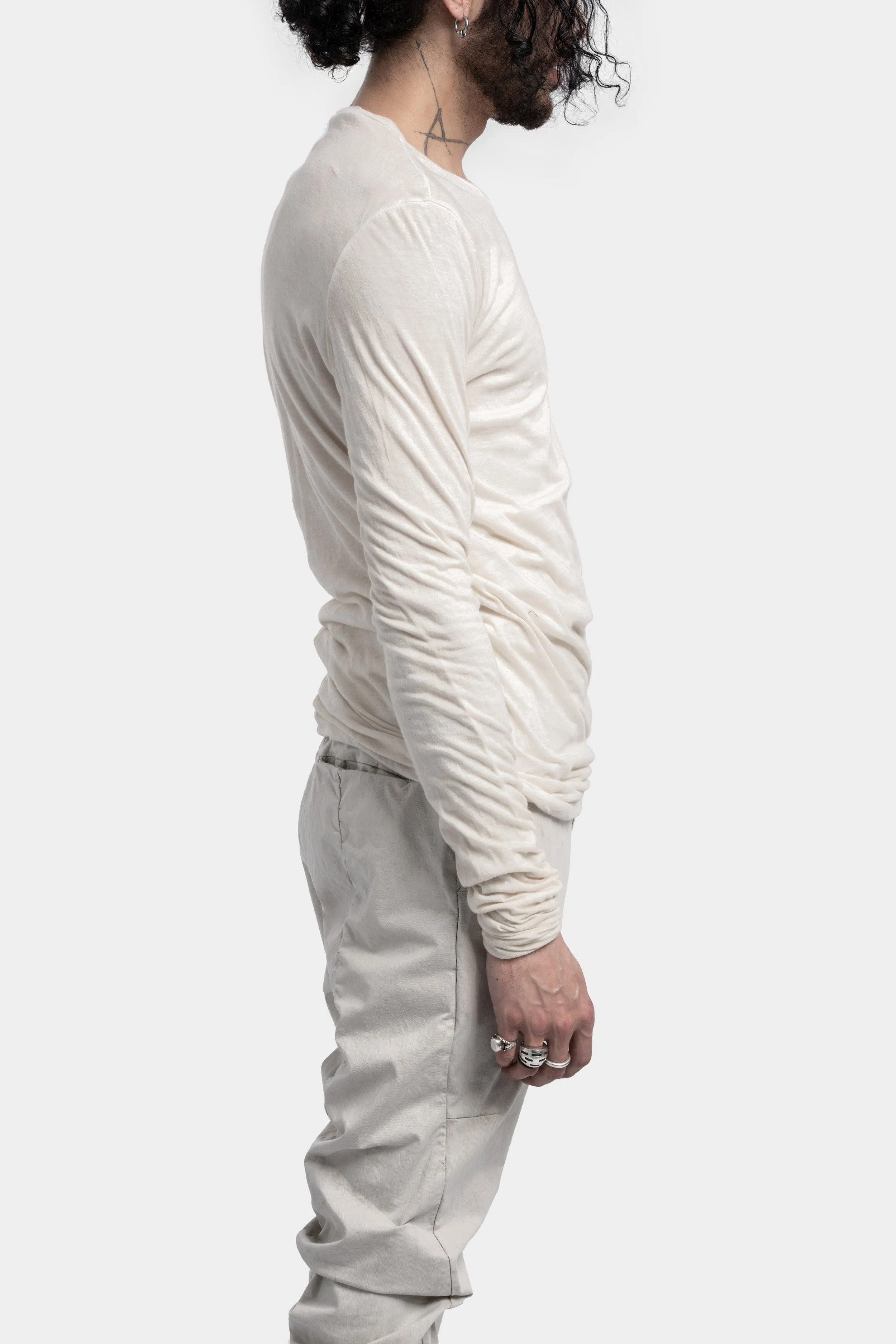 Double layer long sleeve tee, Off-white resin