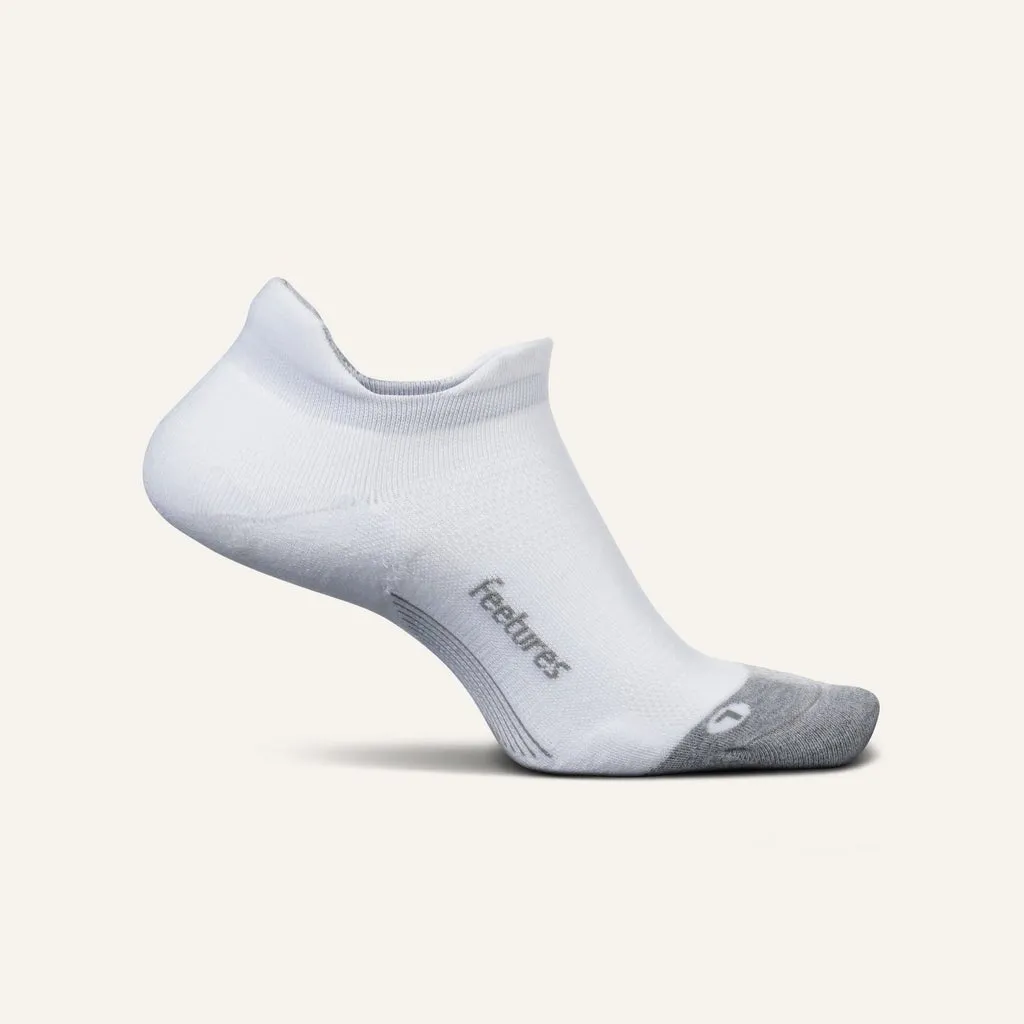 Feetures Elite Max Cushion No Show Tab Socks - White