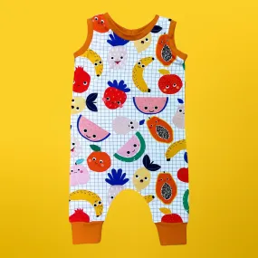 Fruity Face Organic Romper Dungarees