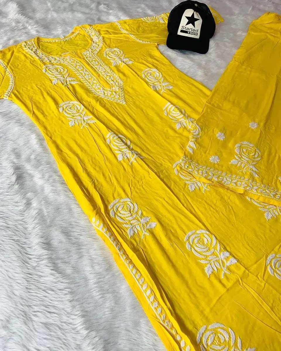 Gauhar Styled Chikankari Kurti Set