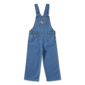 Girls Floral Denim Dungaree