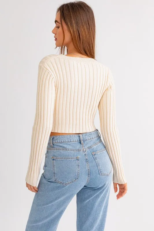 Hey Babe Asymmetrical Hem Sweater Top