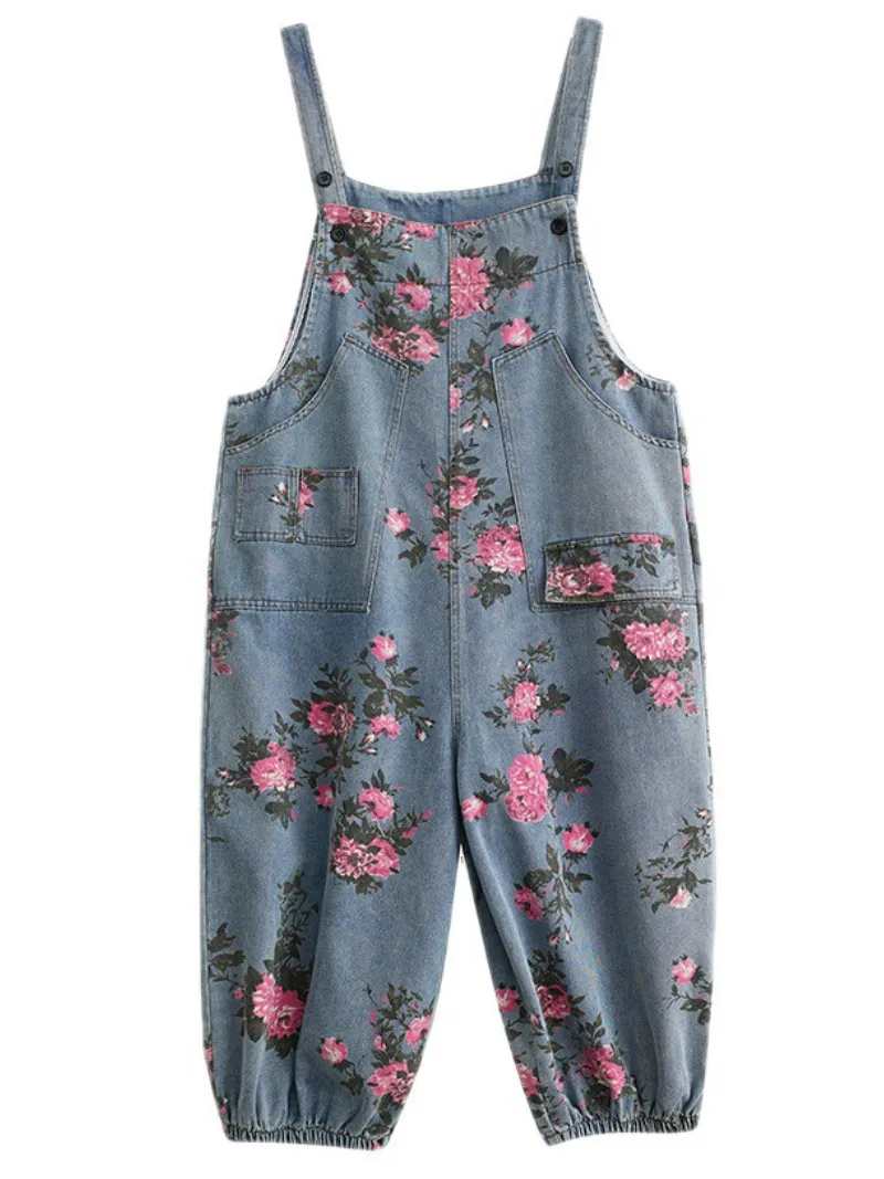 Hey Women's Denim High Waist Loose Baggy Dungarees