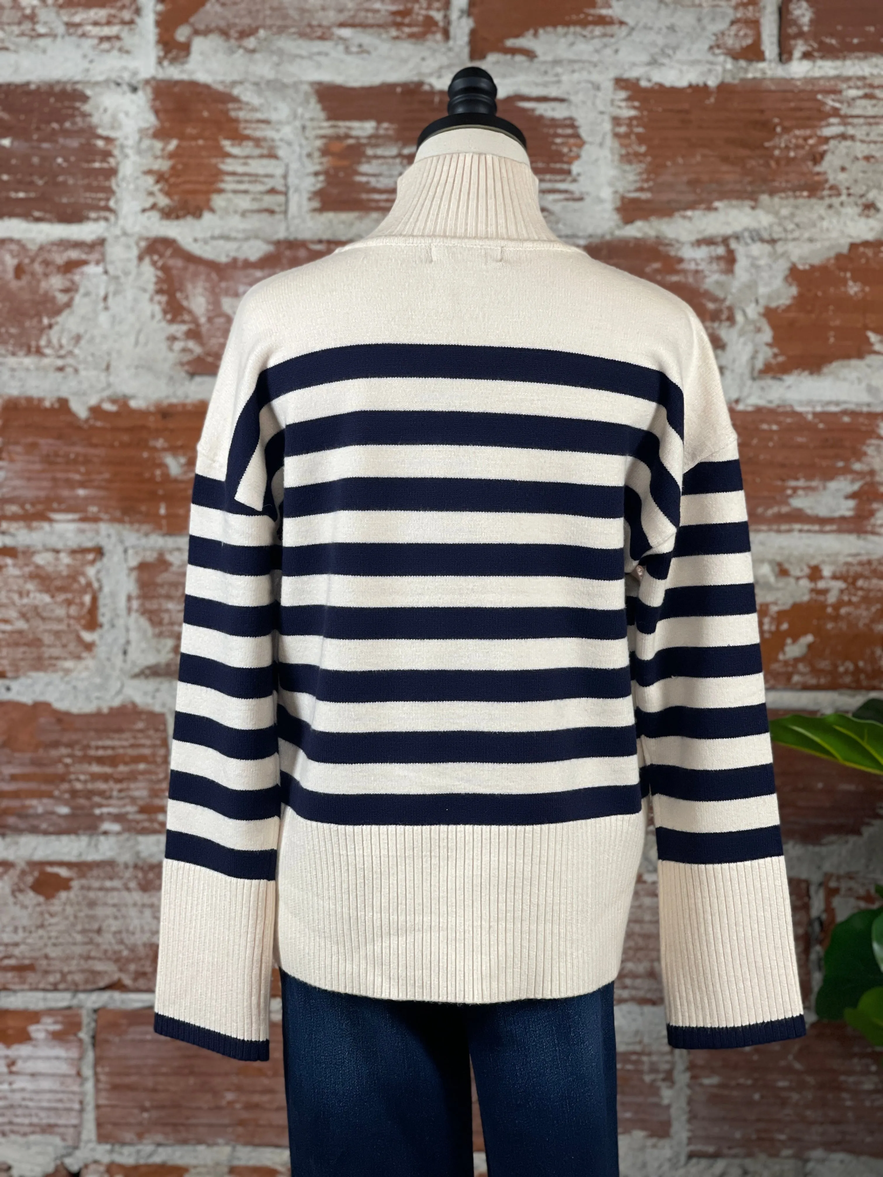 Jak and Rae Caden Sweater in Navy/Ivory Stripe