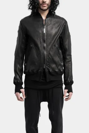 Leather bomber jacket