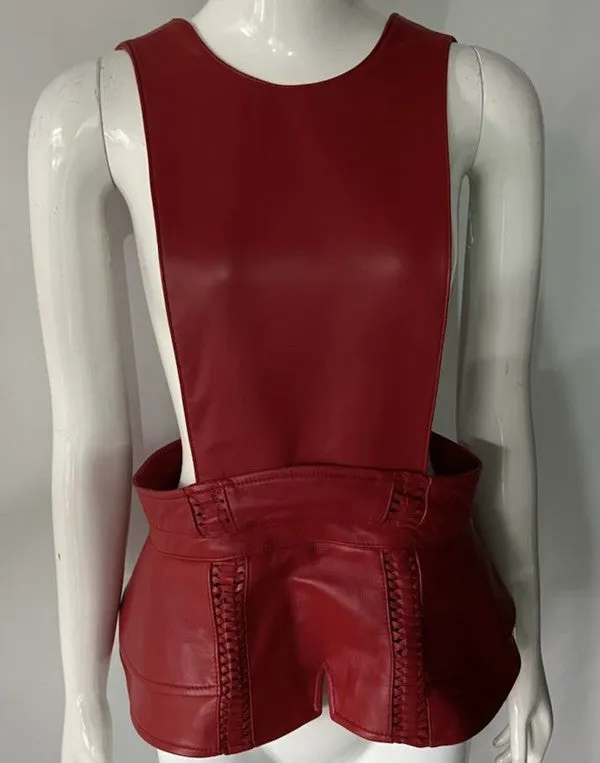 Leather Peplum Vest-Belt