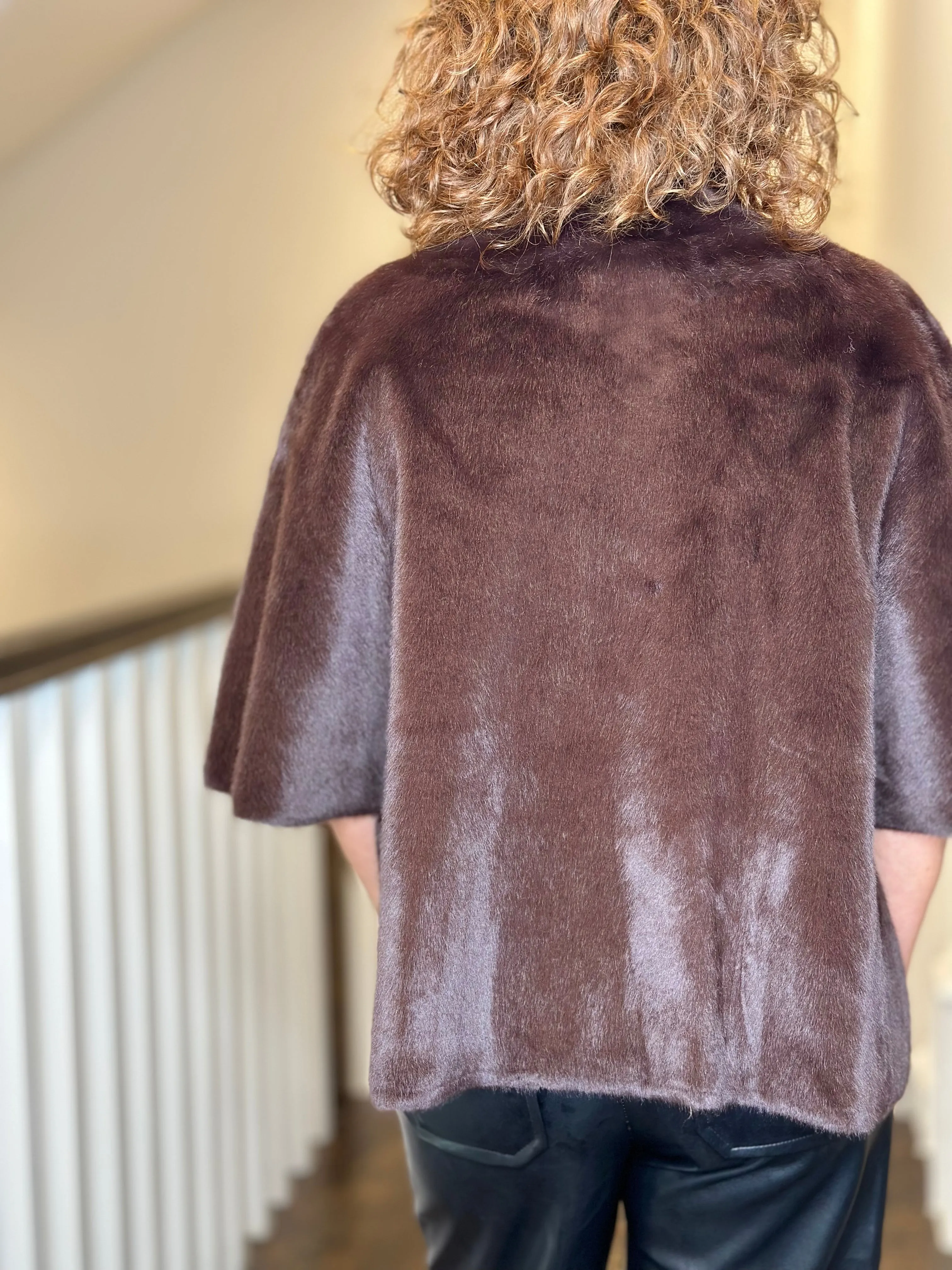 Love Token Violet Topper Faux Fur Jacket in Brown