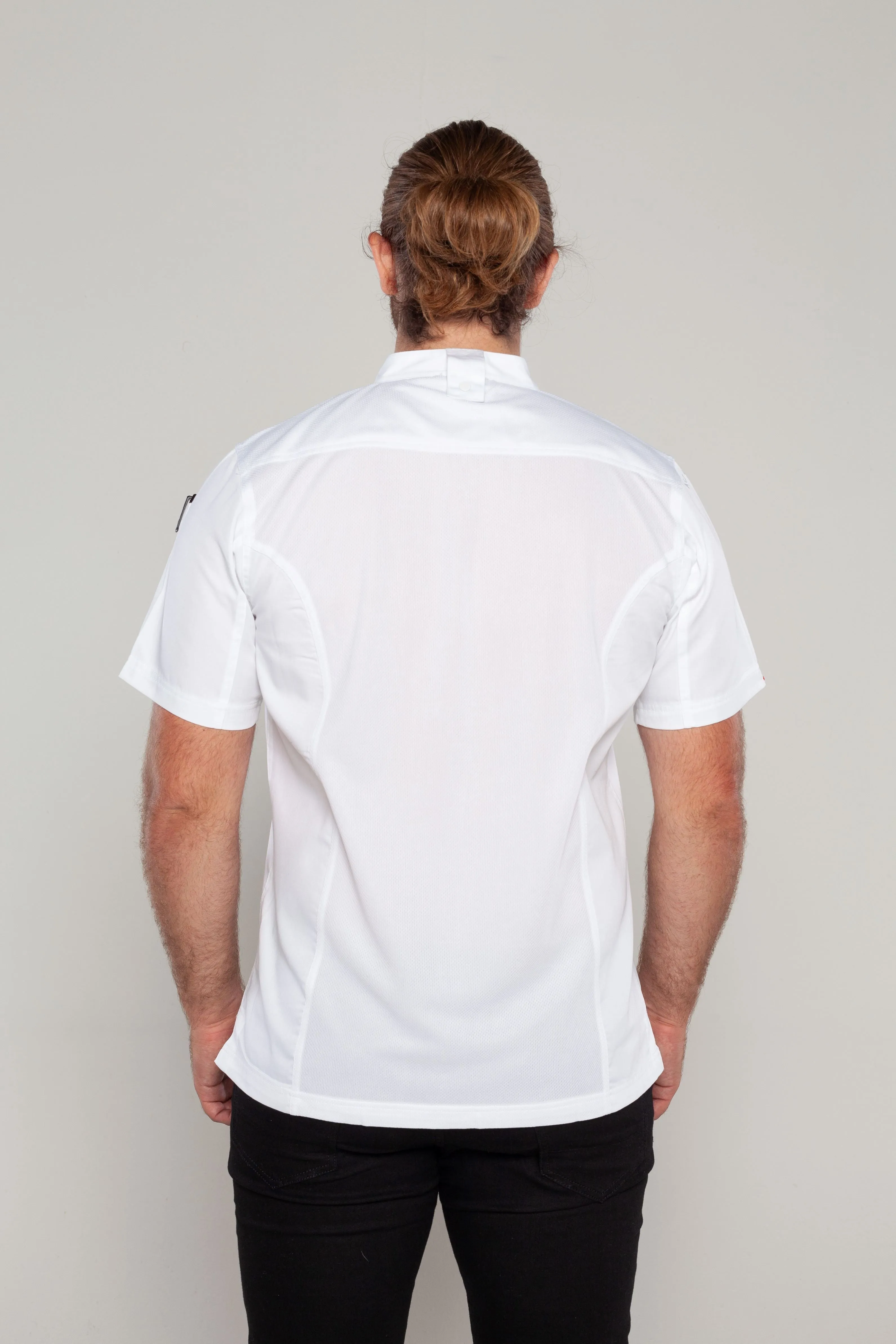 Mandarin White Chef jacket Zip