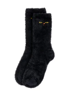 Mini Rodini | Cat eyes fluffy socks Black