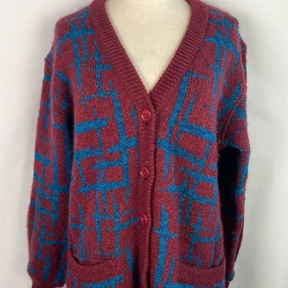 Missoni VintageWine Blue Plaid 80’s Cardigan