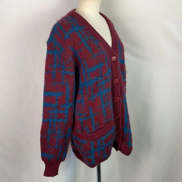 Missoni VintageWine Blue Plaid 80’s Cardigan