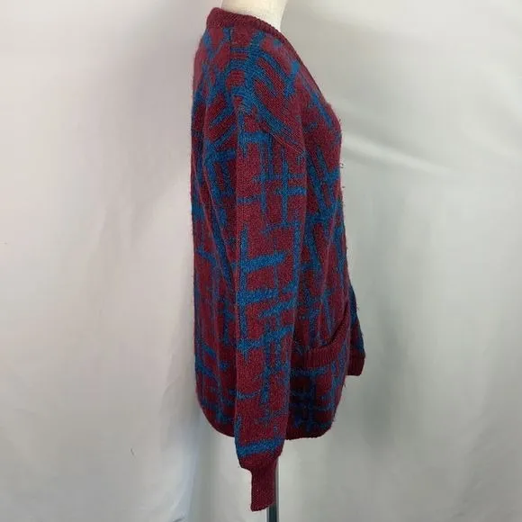 Missoni VintageWine Blue Plaid 80’s Cardigan