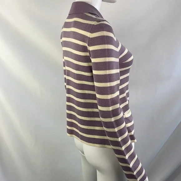 MoschinoPurple and Cream Striped With Rope Cardigan