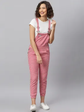 NaughtyDungaree® Red Check Women Dungaree