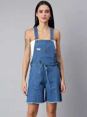 NaughtyDungaree® Women's Denim Dungaree Playsuit with Matching Stings