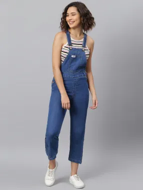 NaughtyDungaree® Womens Denim Dungaree with Bottom Zip Lock Ruffle