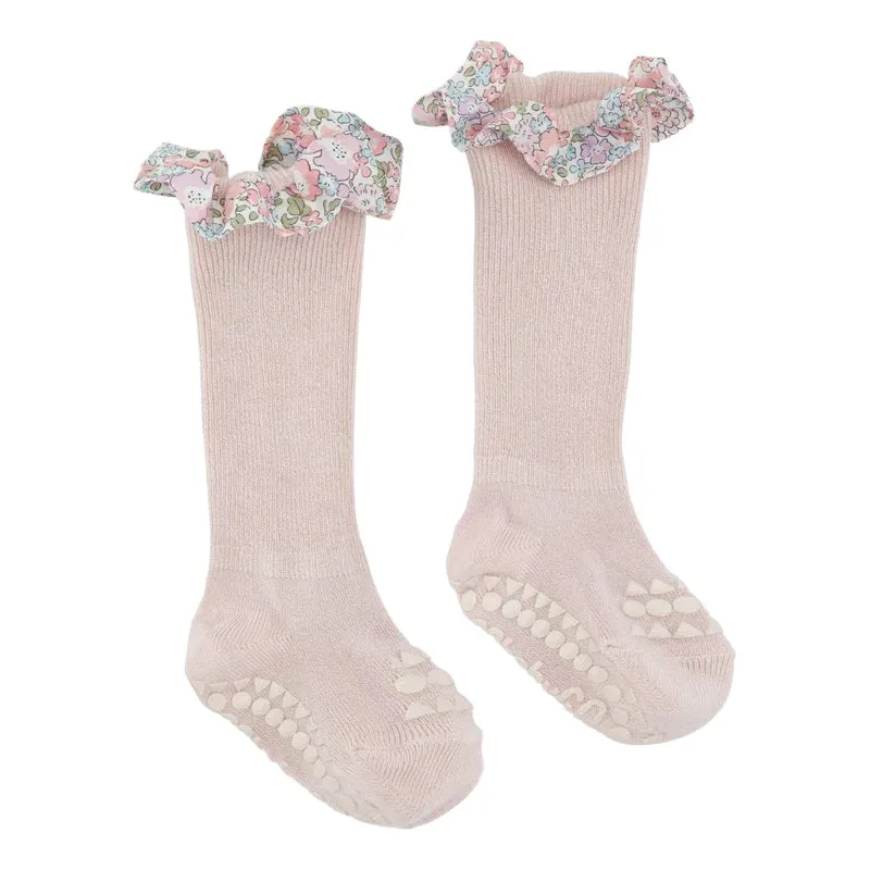 Non-slip Socks Bamboo Soft Pink, Liberty Ruffle