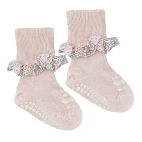 Non-slip Socks Bamboo Soft Pink, Liberty Ruffle