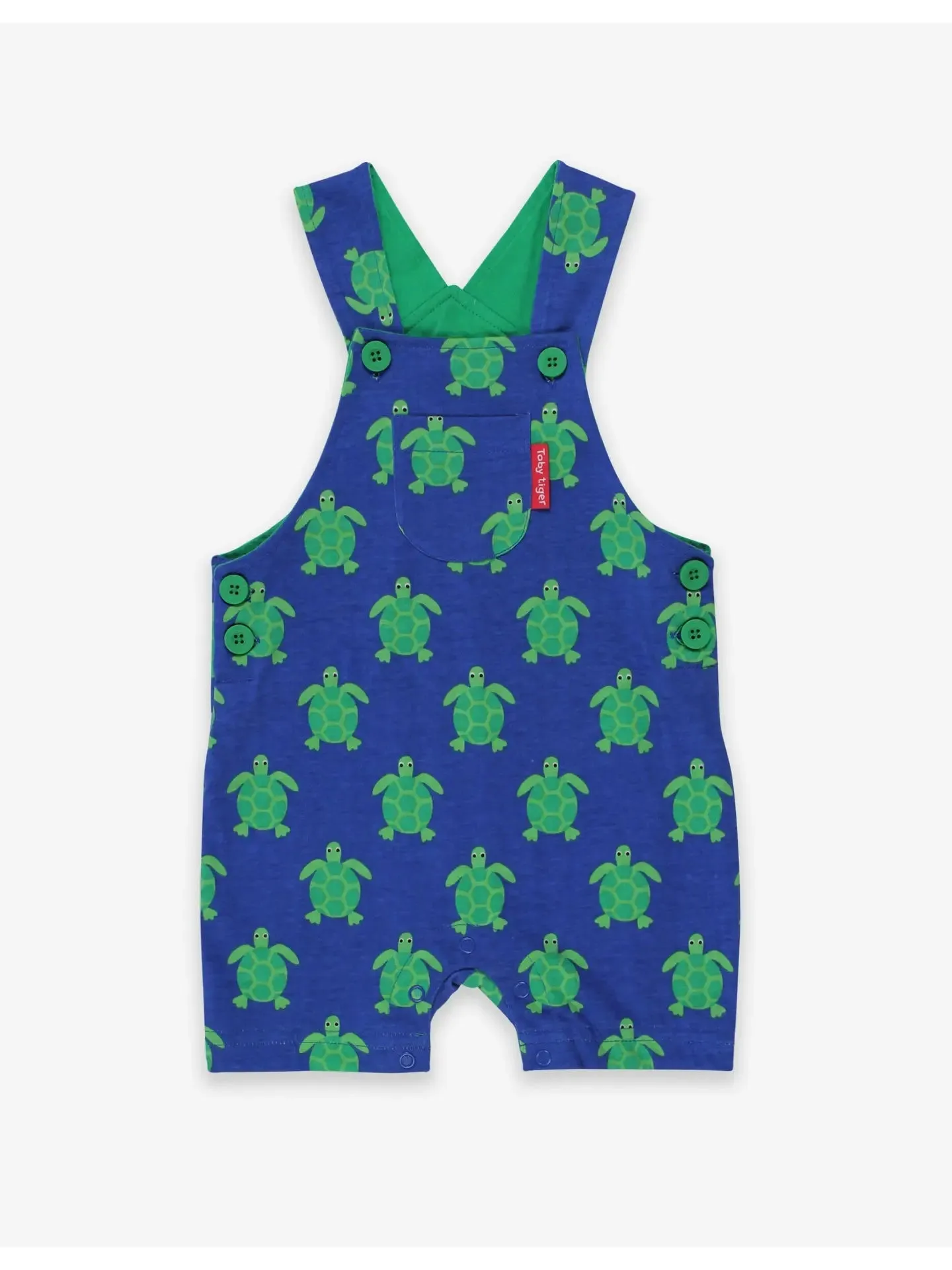 Organic Turtle Print Dungaree Shorts - Toby Tiger