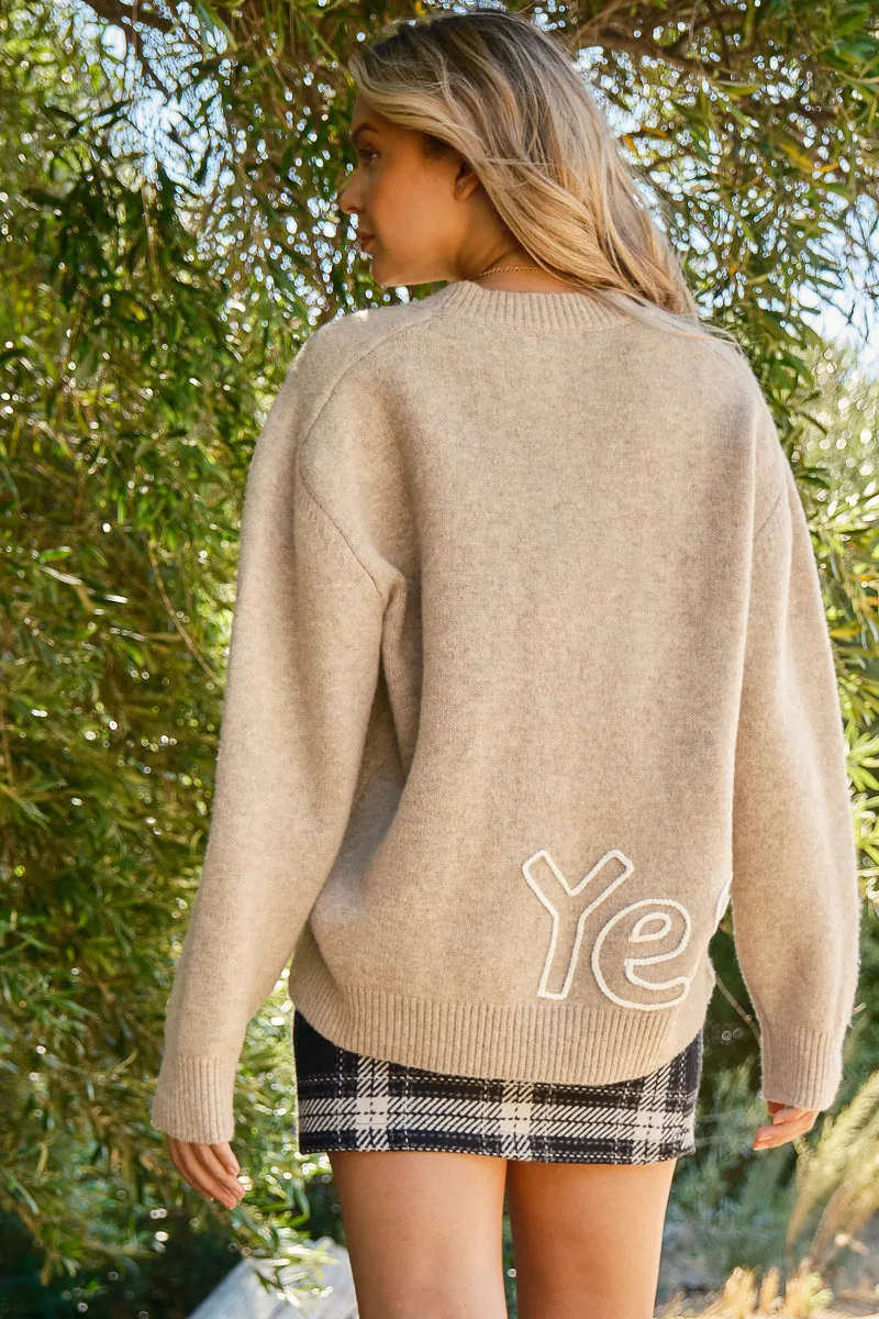 Oui and Yes Embroidered Sweater