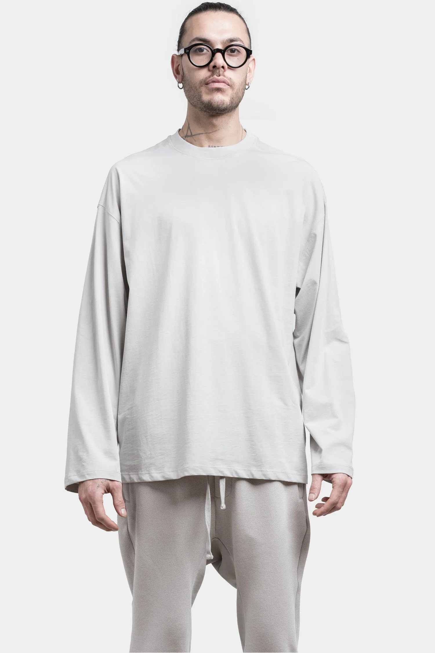 Oversized cotton long sleeve tee, Silver