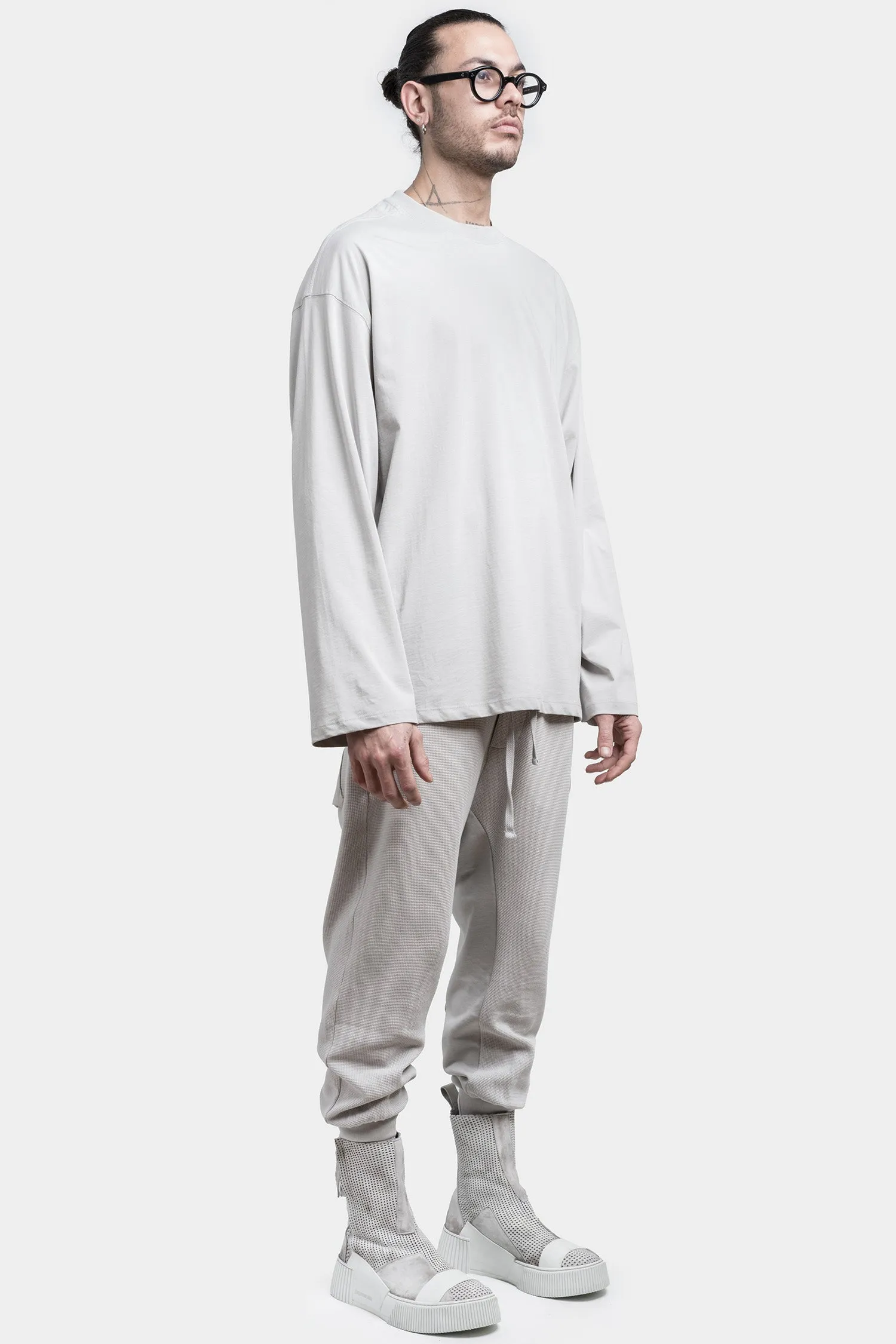 Oversized cotton long sleeve tee, Silver